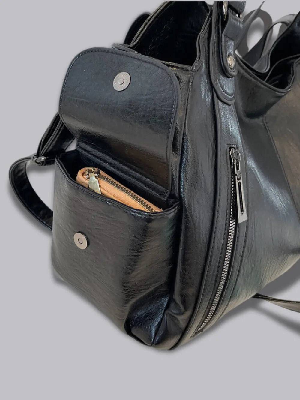 Sac à bandoulière en cuir à poches multiples