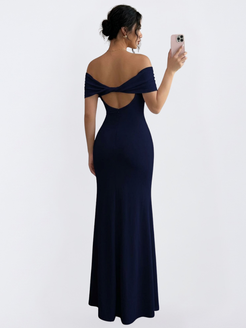 Virella | Robe Maxi Bodycon à Épaules Dénudées et Dos Torsadé pour Femmes