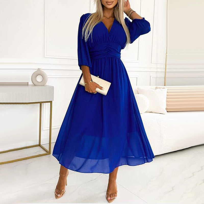 Robe d'été midi élégante en chiffon léger pour femmes - Amira