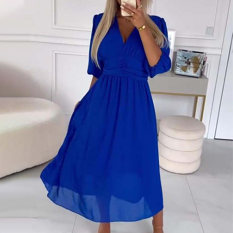 Robe d'été midi élégante en chiffon léger pour femmes - Amira