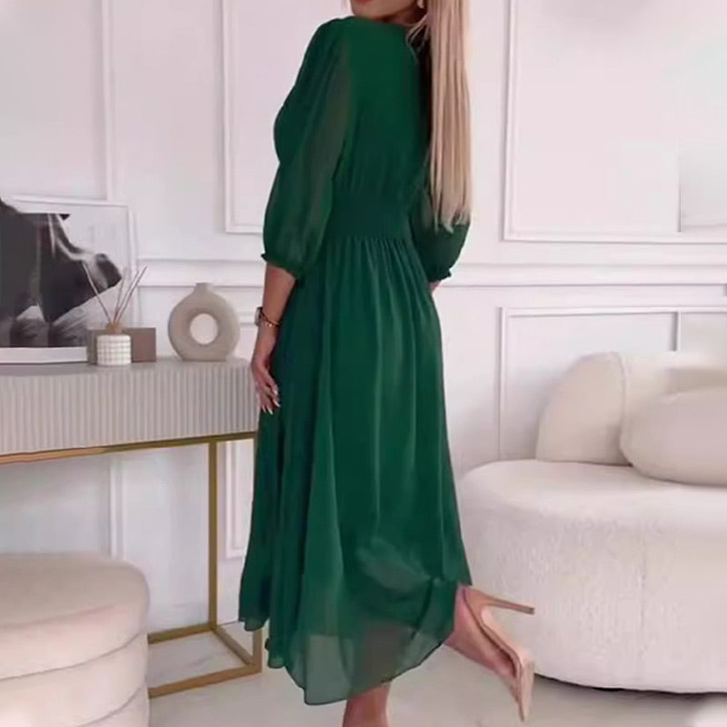 Robe d'été midi élégante en chiffon léger pour femmes - Amira