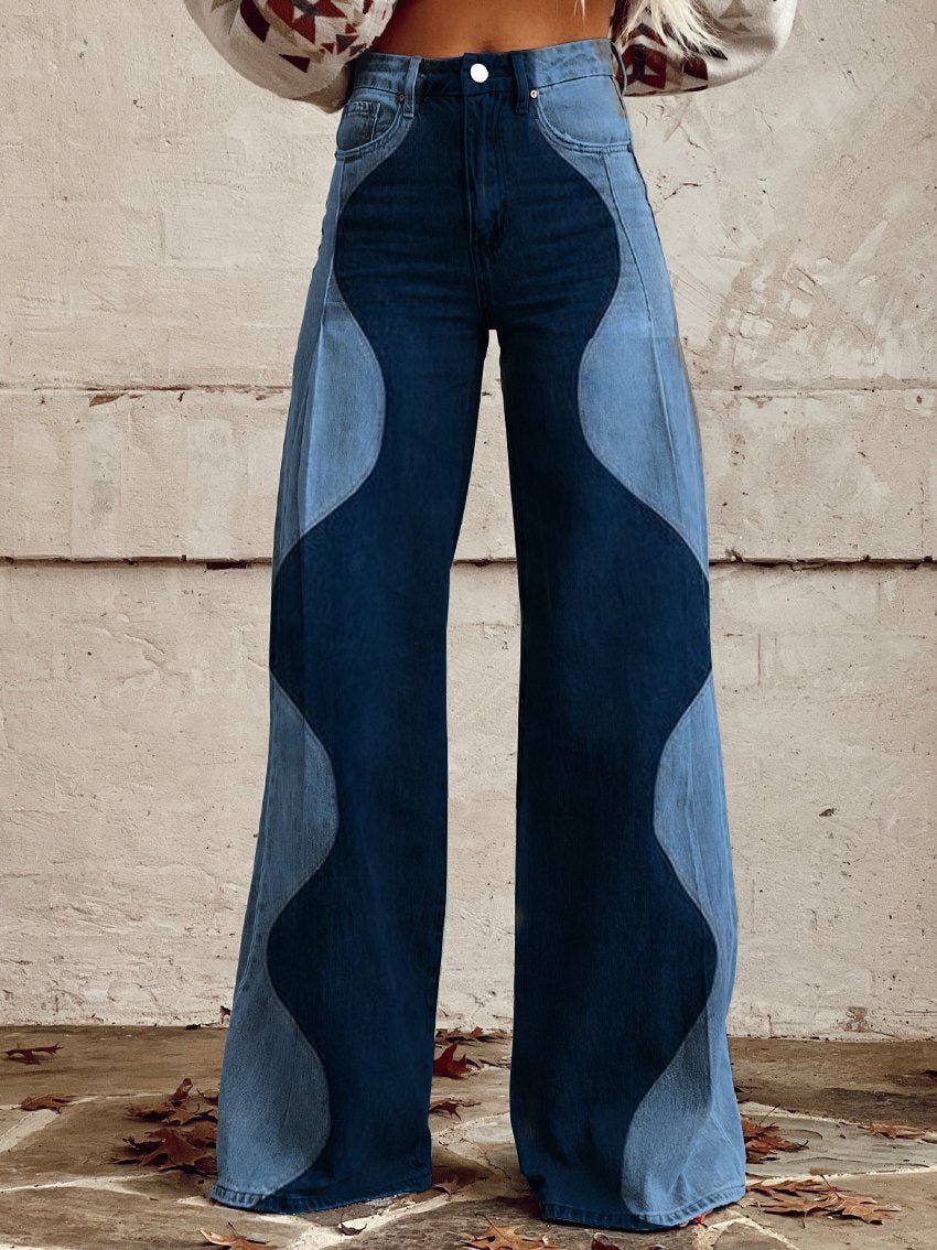 Pantalon Long Boho Femme Taille Haute avec Jambes Amples