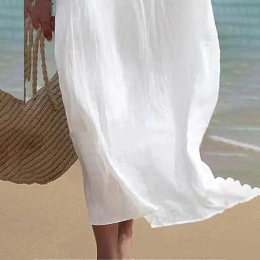 Noémie - Robe D'Été Blanche En Tissu Léger