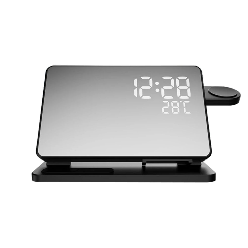Station de Charge 3-en-1 | Station de Charge Sans Fil Premium avec Réveil | pour Apple iPhone, Watch & AirPods