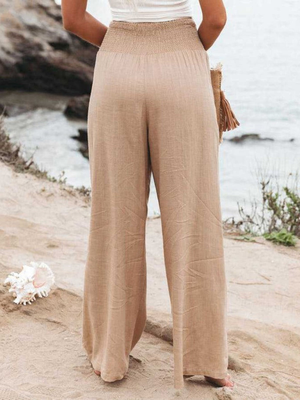 Pantalon Large Femme | Taille Smockée & Coupe Palazzo Fluide
