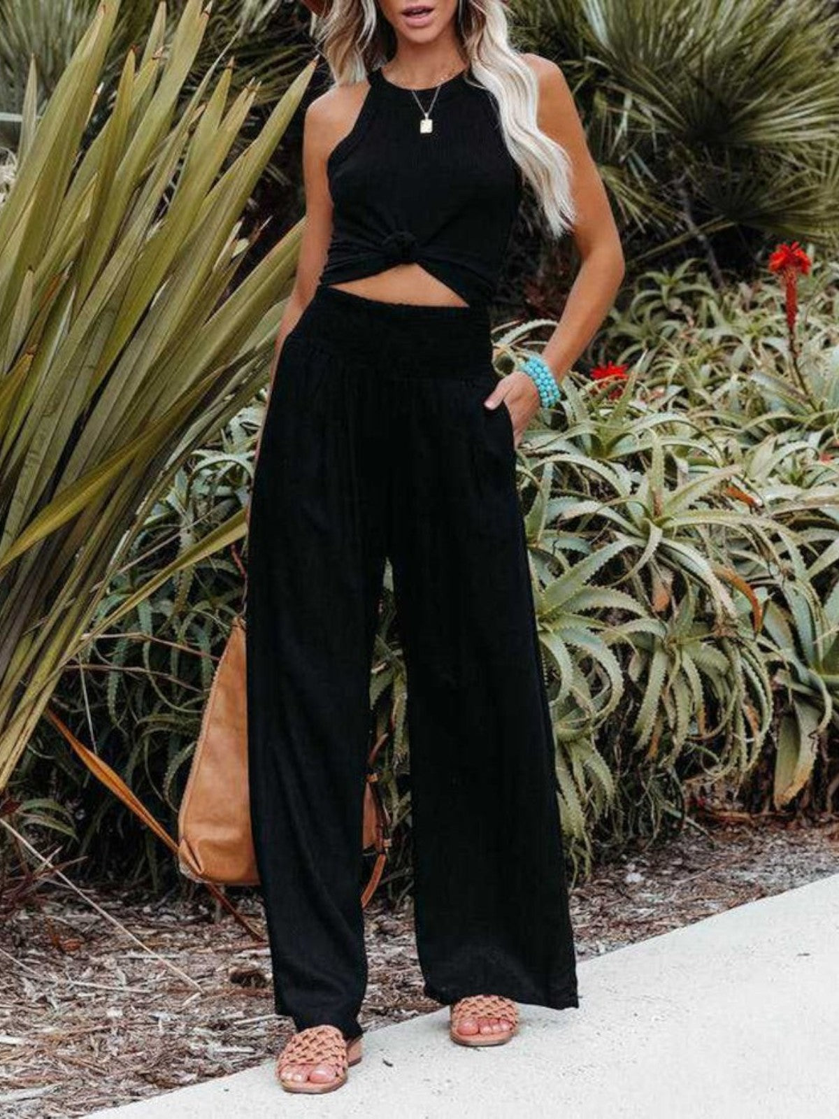 Pantalon Large Femme | Taille Smockée & Coupe Palazzo Fluide