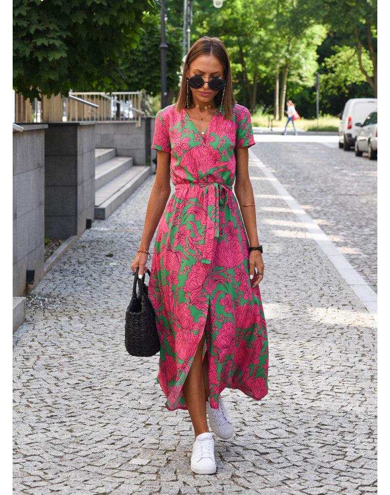 Echoarchiv | Robe d'été maxi à manches courtes et décolleté en V