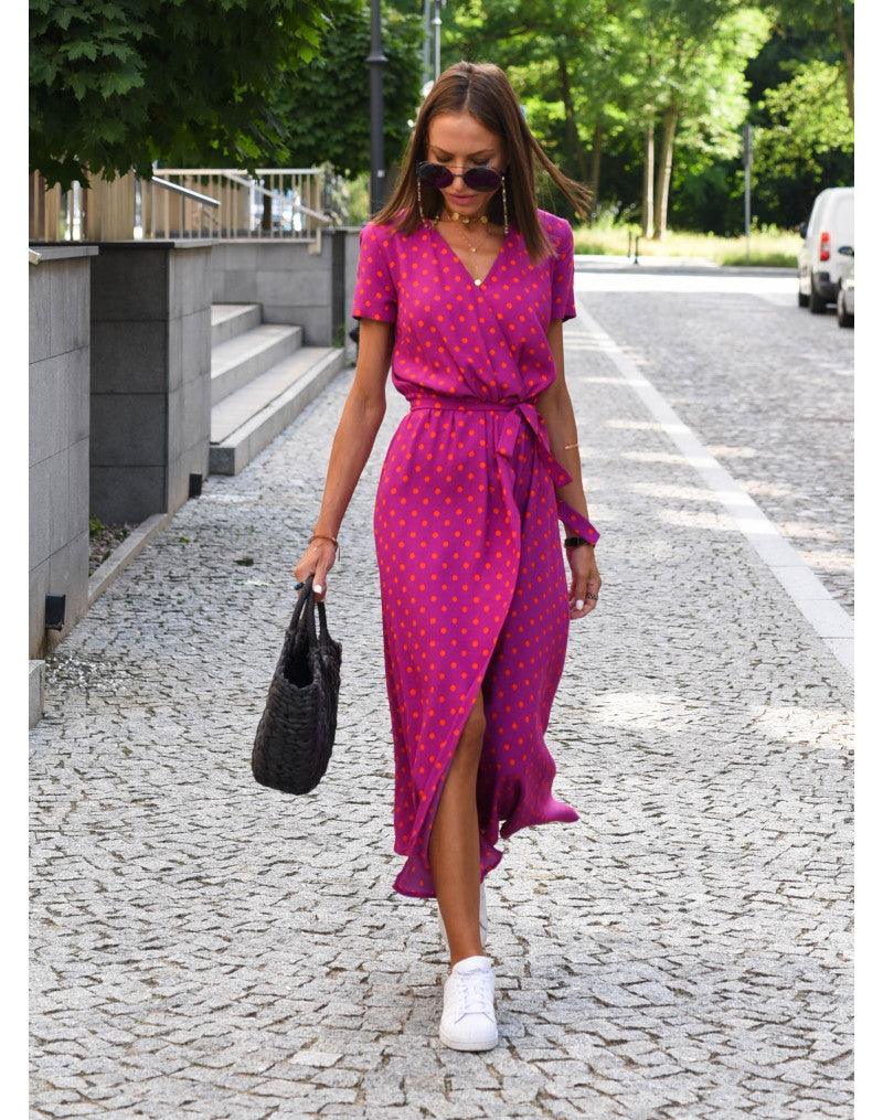 Echoarchiv | Robe d'été maxi à manches courtes et décolleté en V