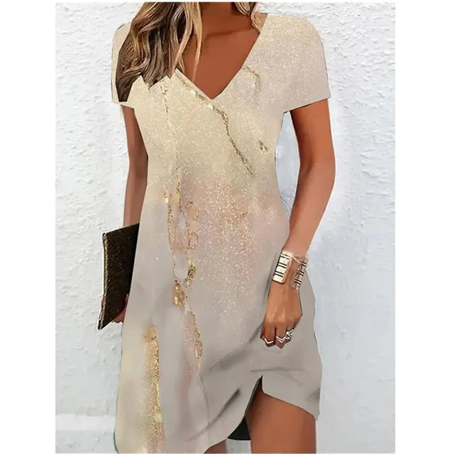 robe de cocktail beige scintillante