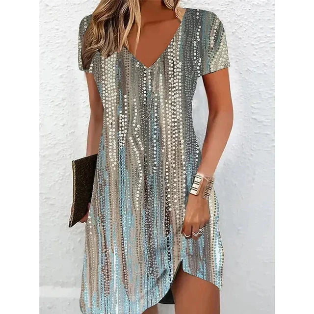 robe de cocktail beige scintillante