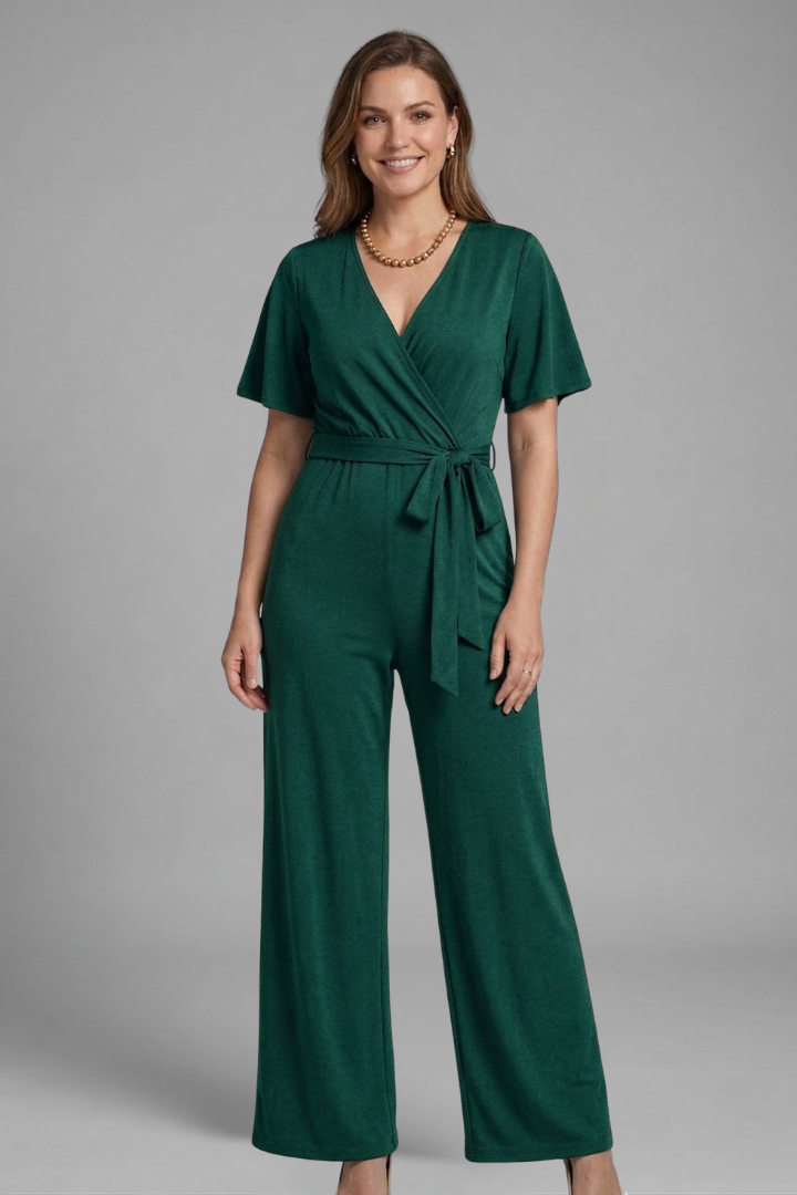Combinaison Femme avec Devant Croisé et Taille À Nouer
