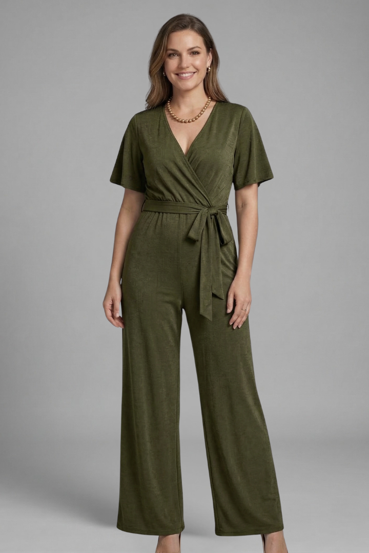 Combinaison Femme avec Devant Croisé et Taille À Nouer