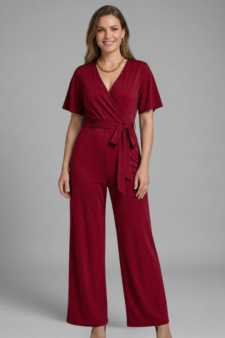 Combinaison Femme avec Devant Croisé et Taille À Nouer