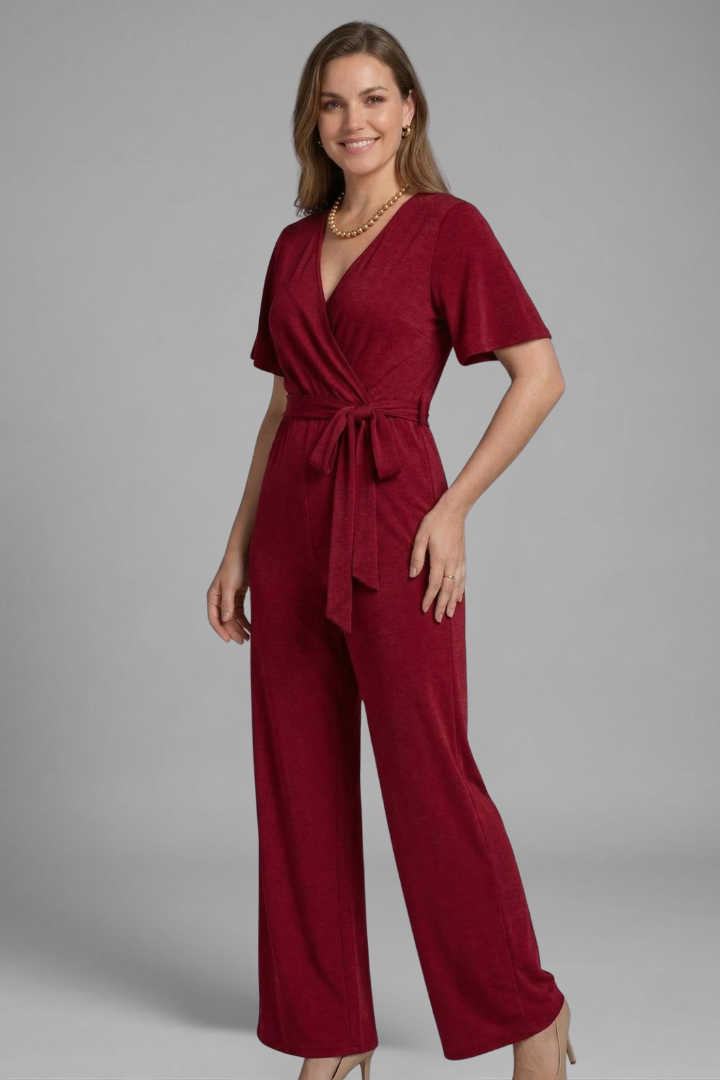 Combinaison Femme avec Devant Croisé et Taille À Nouer