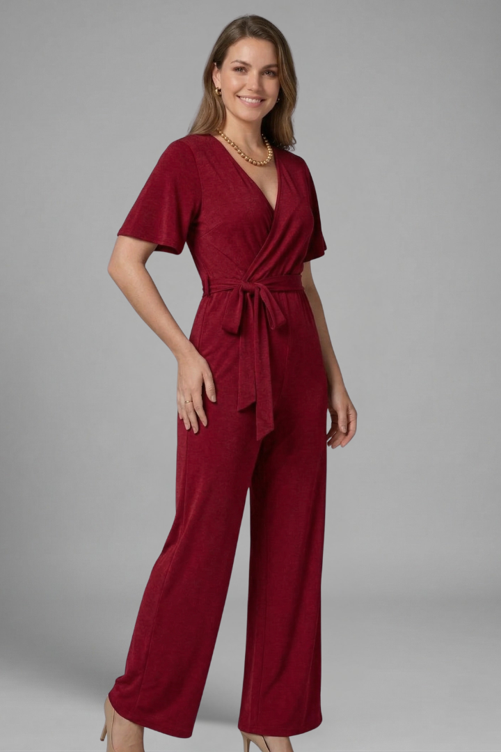 Combinaison Femme avec Devant Croisé et Taille À Nouer