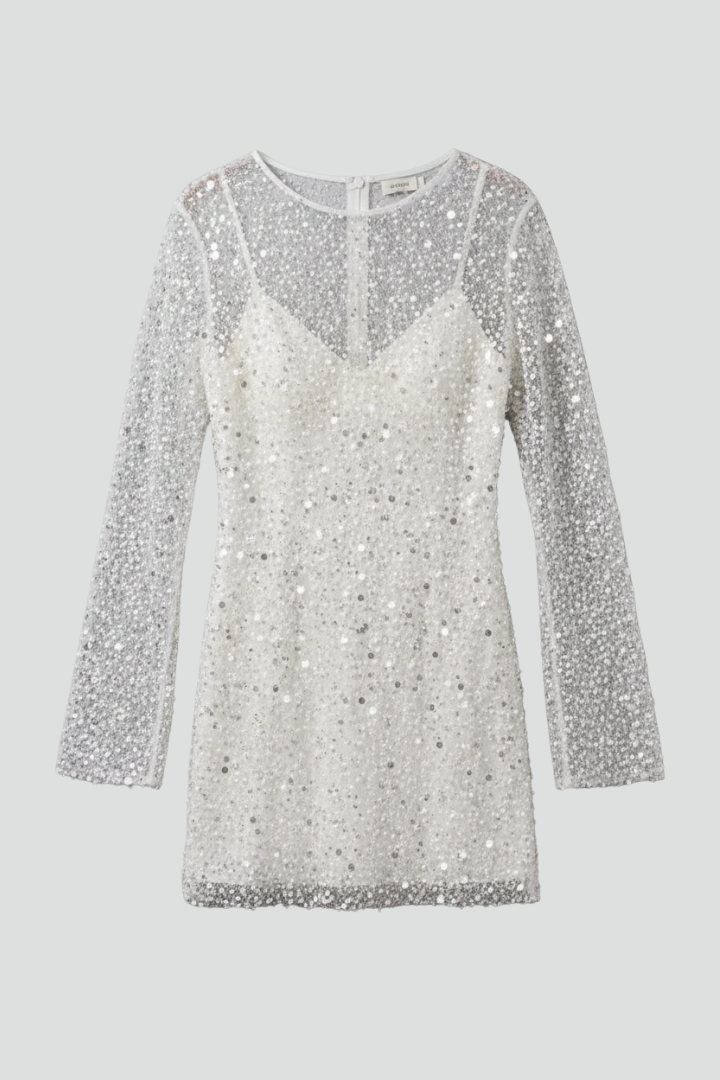Robe Mini Femme avec Superposition en Maille et Doublure Sans Manches