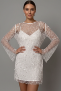Robe Mini Femme avec Superposition en Maille et Doublure Sans Manches