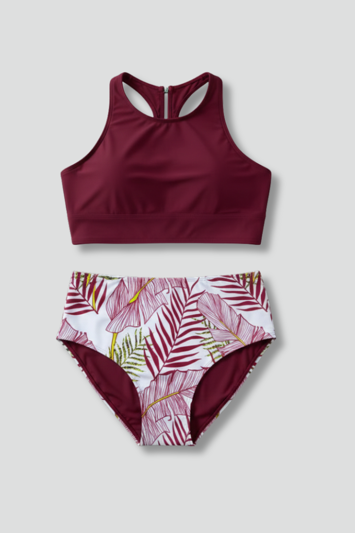 Ensemble de bikini pour femmes avec top enveloppant et taille haute