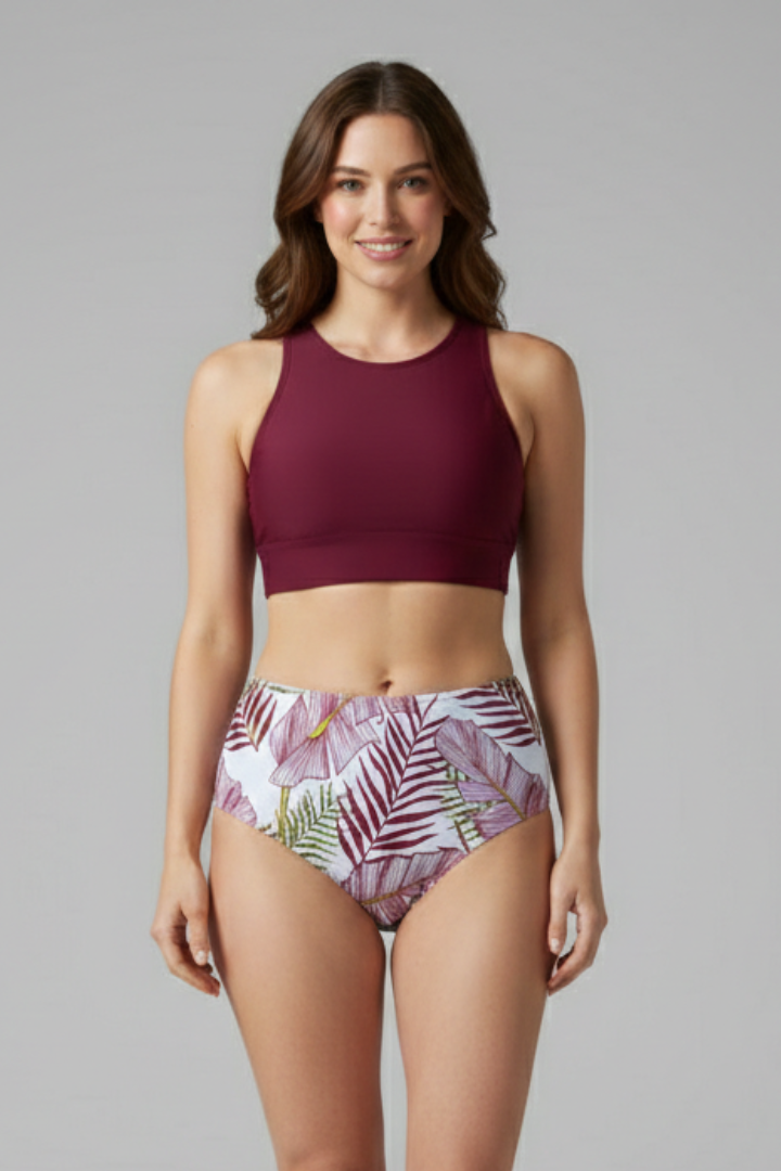 Ensemble de bikini pour femmes avec top enveloppant et taille haute