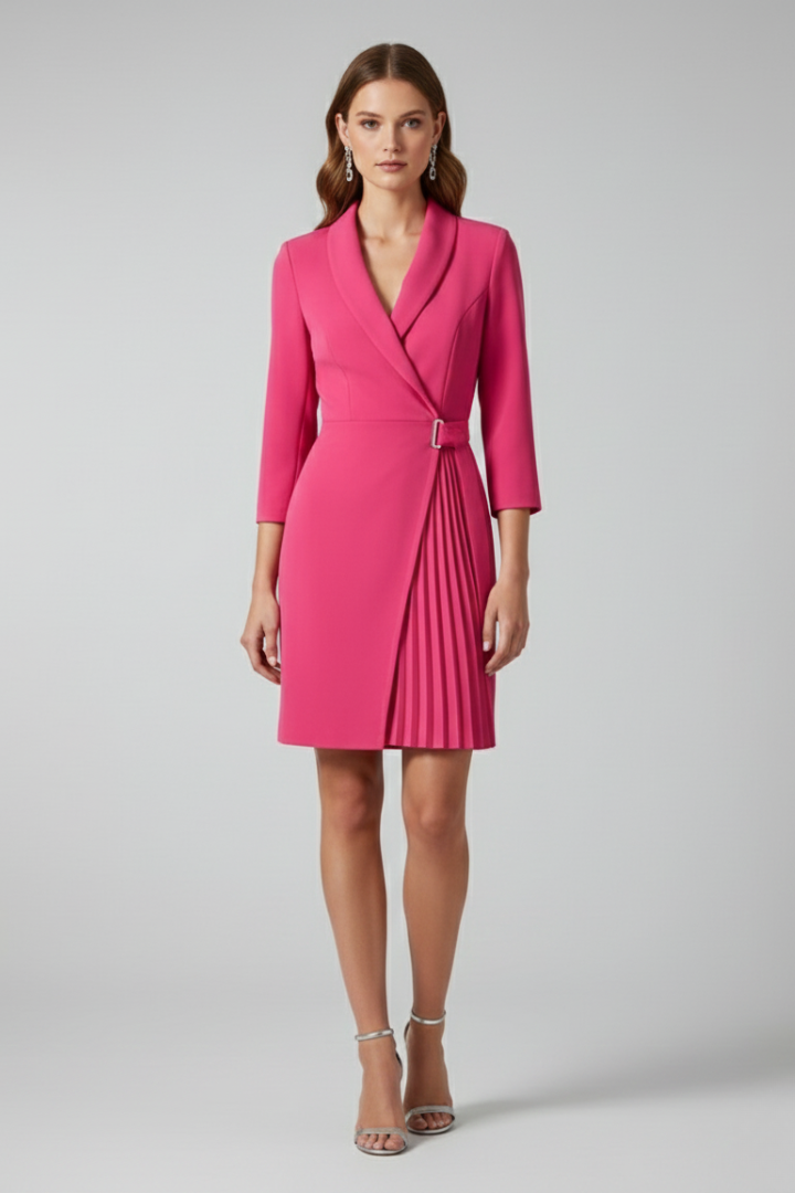 Robe Blazer Femme avec Col Cranté et Ourlet Droit