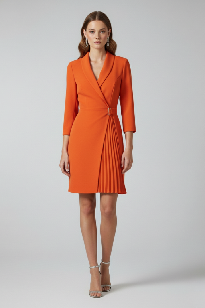 Robe Blazer Femme avec Col Cranté et Ourlet Droit