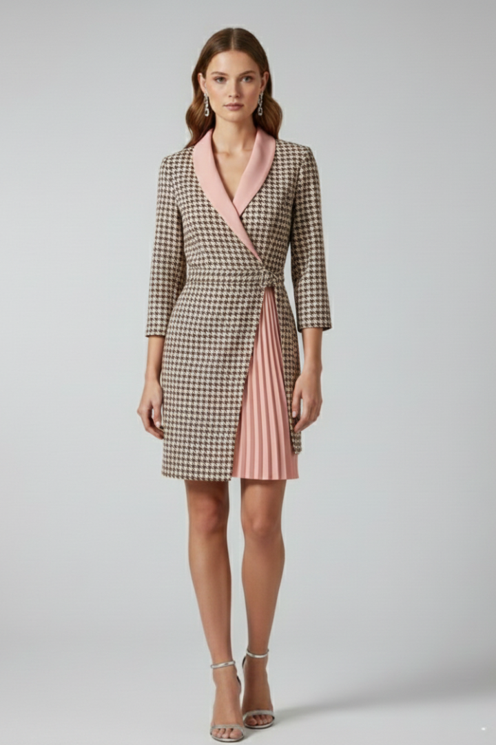 Robe Blazer Femme avec Col Cranté et Ourlet Droit