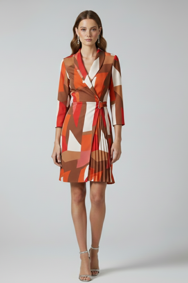 Robe Blazer Femme avec Col Cranté et Ourlet Droit