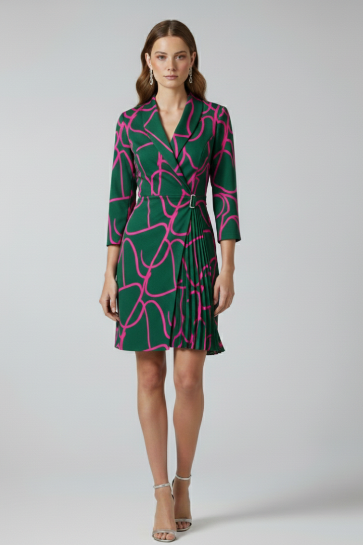 Robe Blazer Femme avec Col Cranté et Ourlet Droit