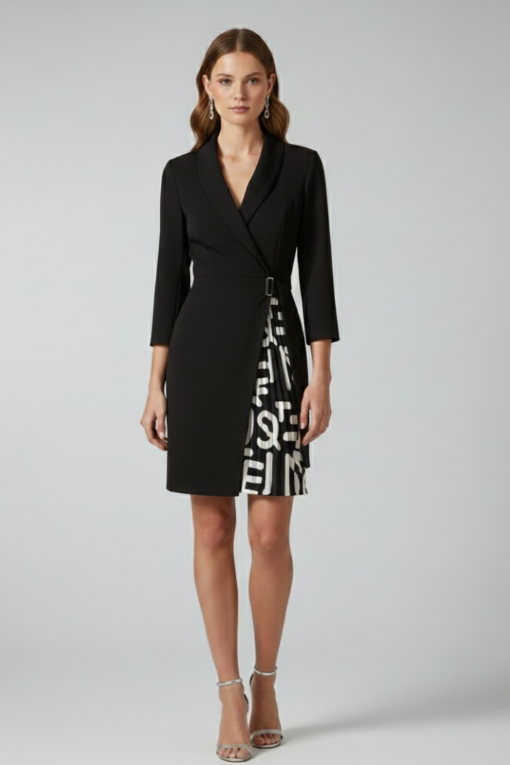 Robe Blazer Femme avec Col Cranté et Ourlet Droit