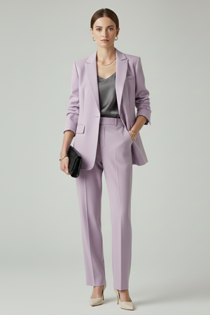 Ensemble Blazer Femme avec Silhouette Définie et Pantalons Droits