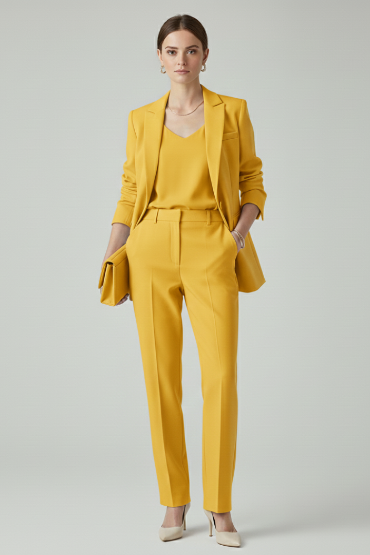 Ensemble Blazer Femme avec Silhouette Définie et Pantalons Droits