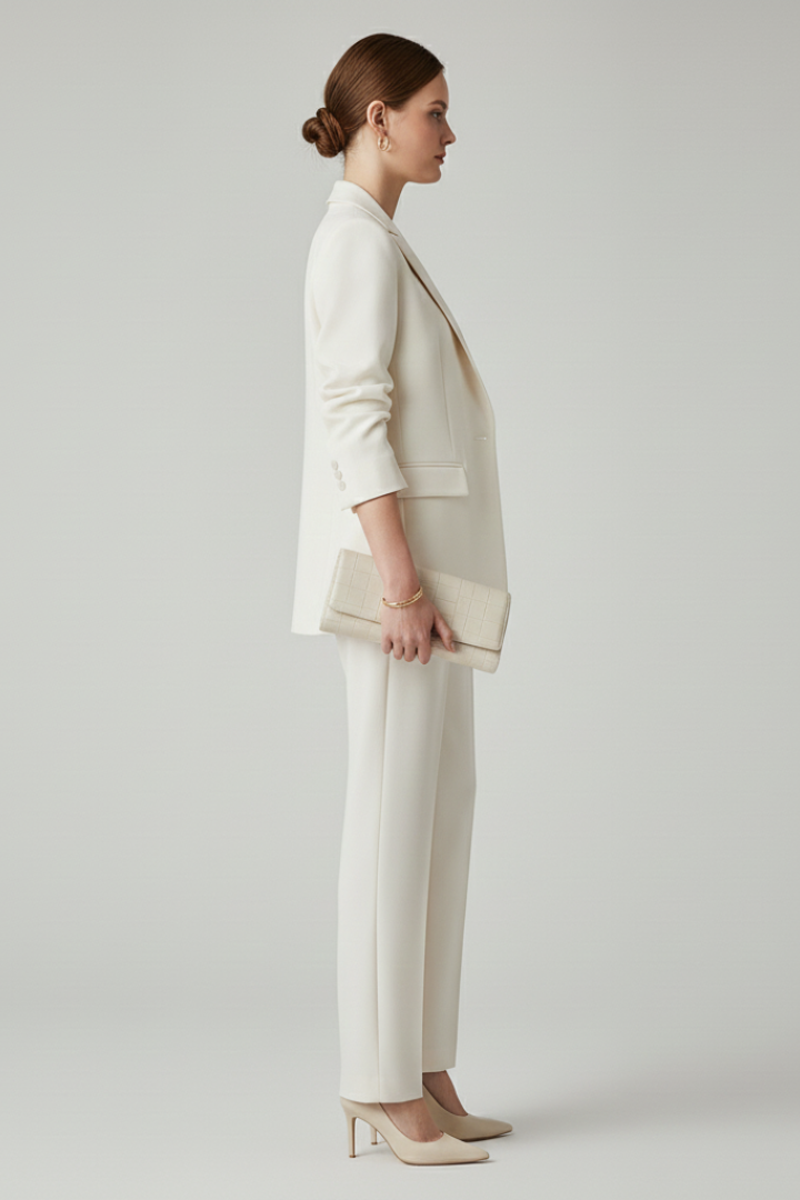 Ensemble Blazer Femme avec Silhouette Définie et Pantalons Droits
