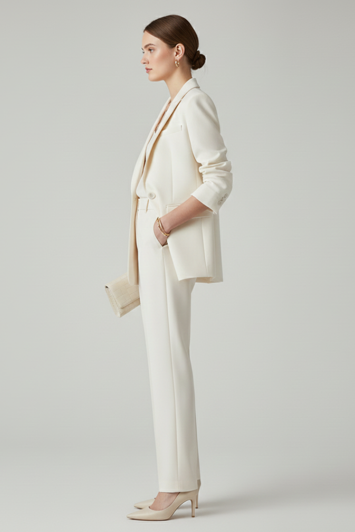 Ensemble Blazer Femme avec Silhouette Définie et Pantalons Droits