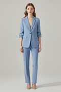 Ensemble Blazer Femme avec Revers Découpé et Pantalons à Jambes Droites