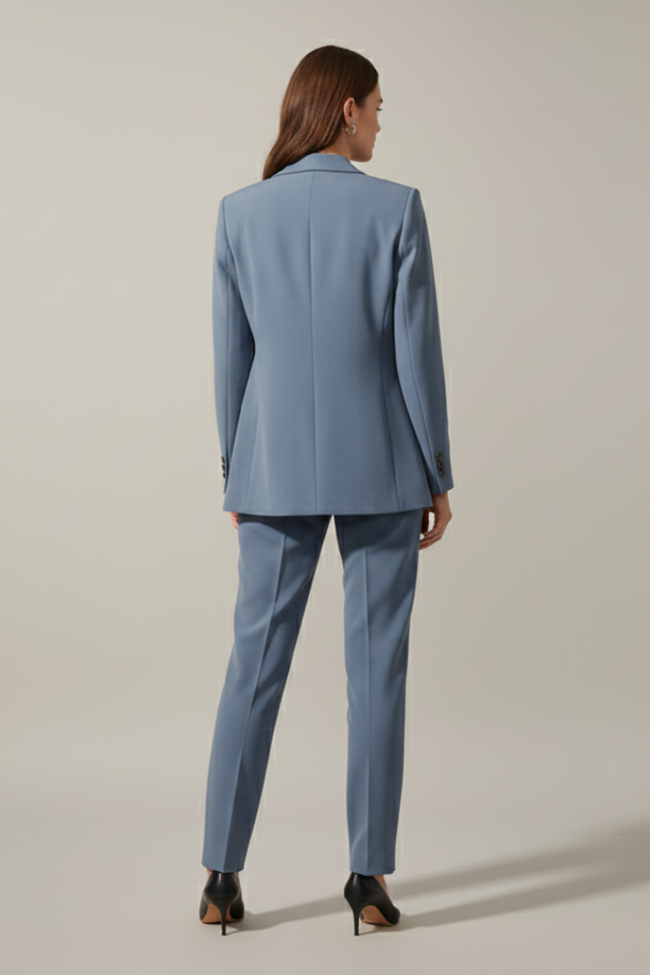 Ensemble Blazer et Pantalons pour Femmes avec Revers Cranté et Jambes Droites