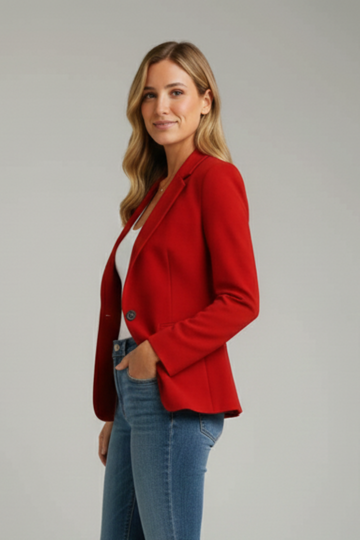 Blazer Femme avec Revers Notch et Bouton Unique