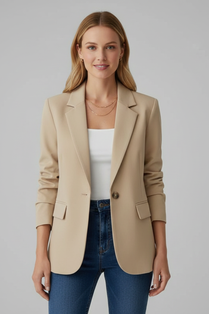 Blazer Femme avec Revers Notch et Bouton Unique