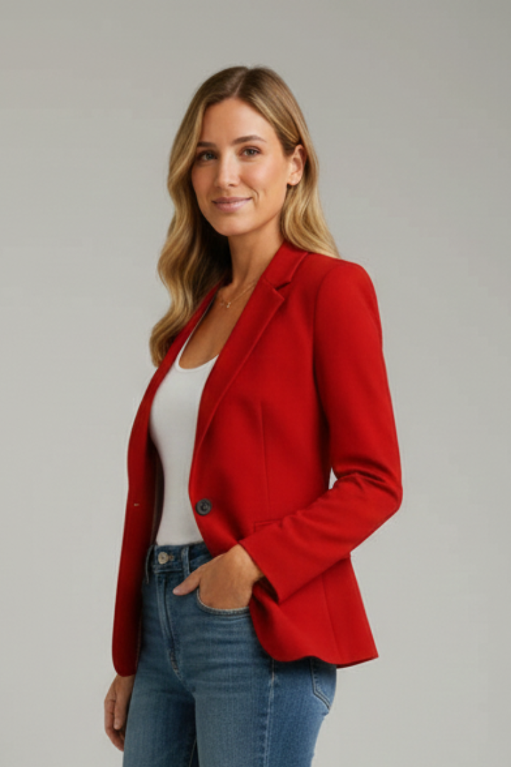 Blazer Femme avec Revers Notch et Bouton Unique