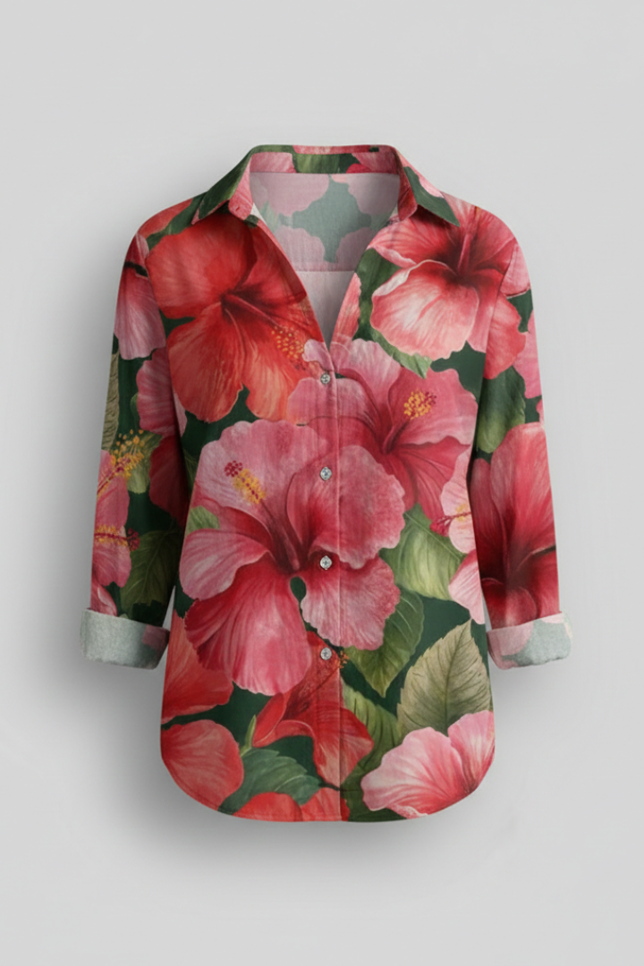 Blouse Femme avec Décolleté en V et Surface Imprimée