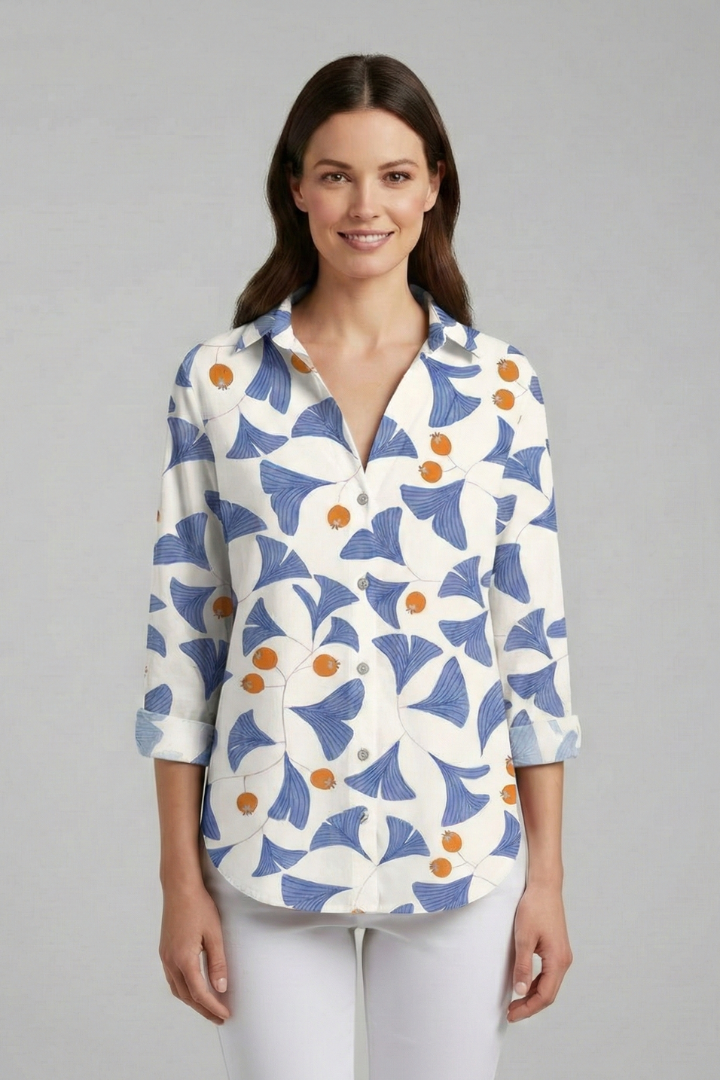 Blouse Femme avec Décolleté en V et Surface Imprimée