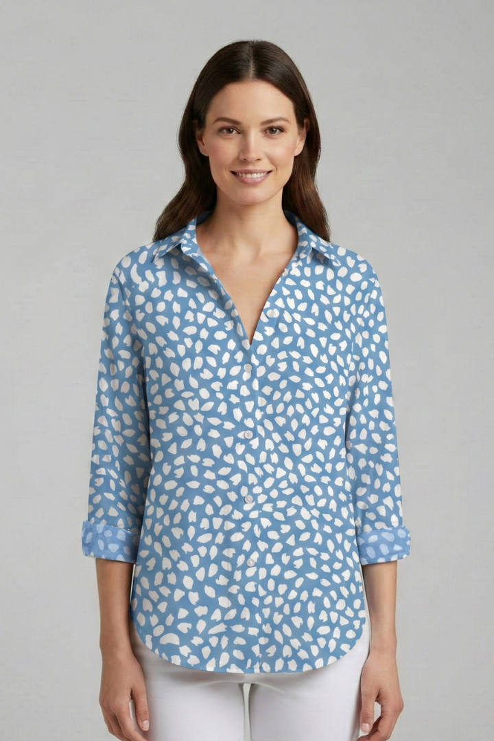 Blouse Femme avec Décolleté en V et Surface Imprimée