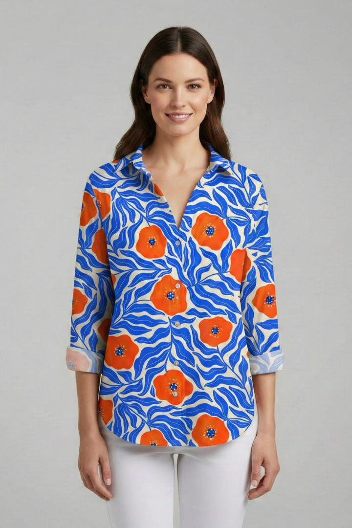 Blouse Femme avec Décolleté en V et Surface Imprimée