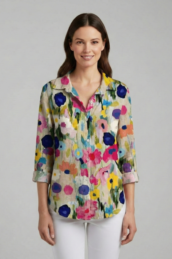 Blouse Femme avec Décolleté en V et Surface Imprimée