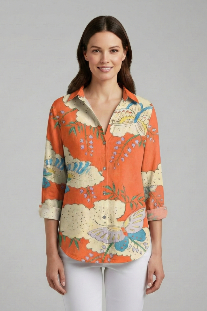 Blouse Femme avec Décolleté en V et Surface Imprimée