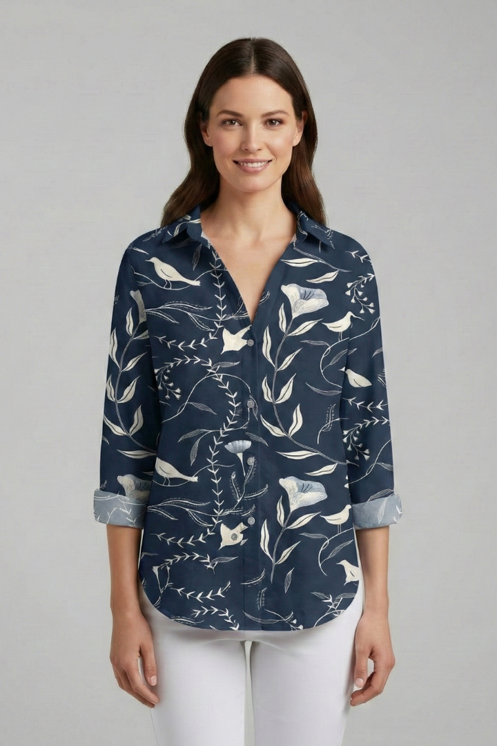 Blouse Femme avec Décolleté en V et Surface Imprimée