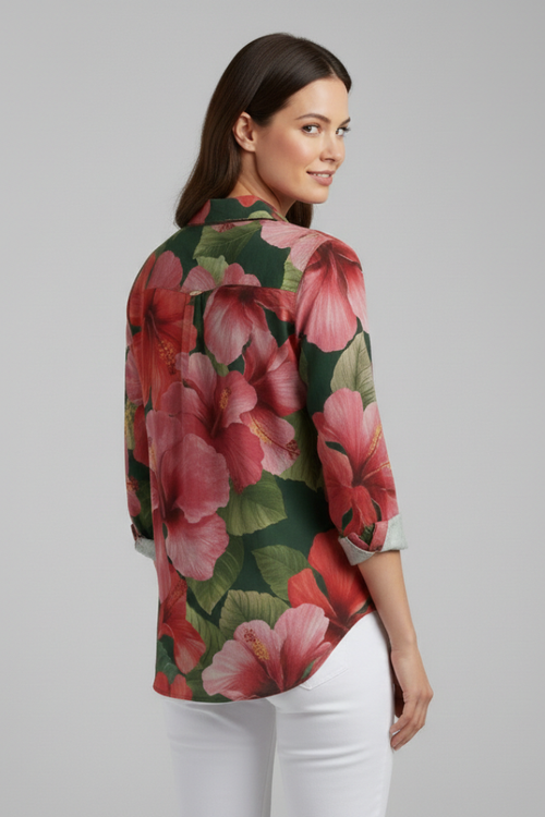 Blouse Femme avec Décolleté en V et Surface Imprimée