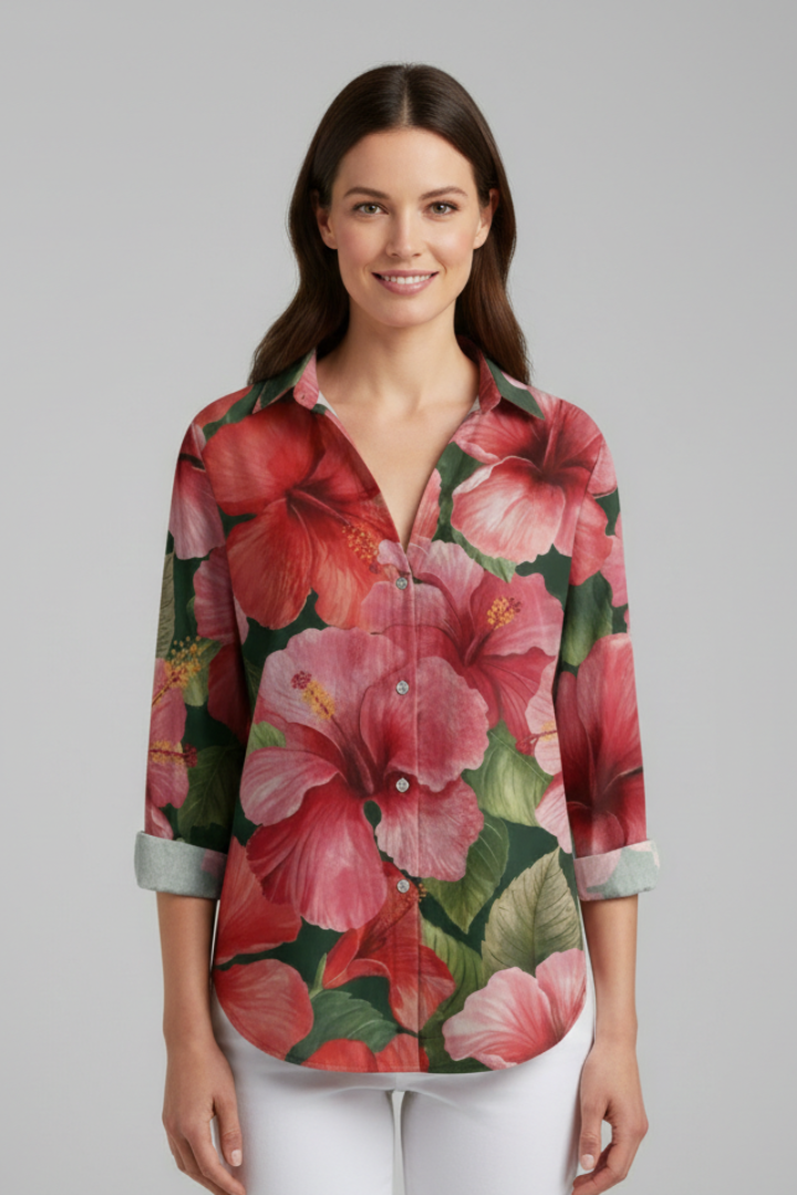 Blouse Femme avec Décolleté en V et Surface Imprimée