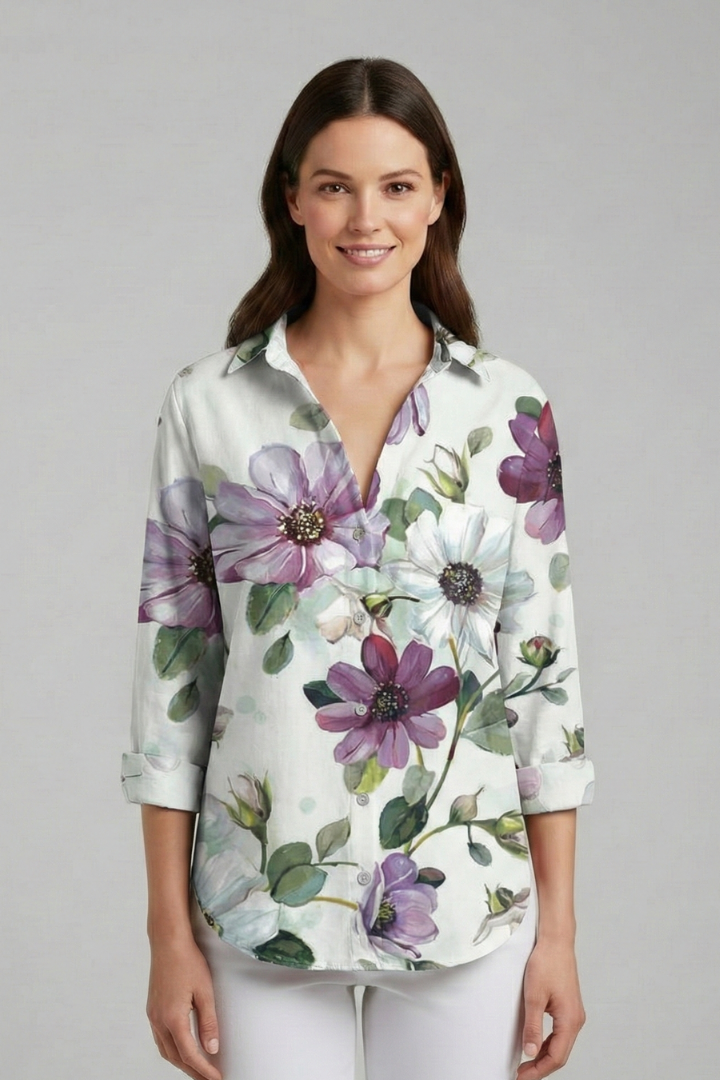 Blouse Femme avec Décolleté en V et Surface Imprimée