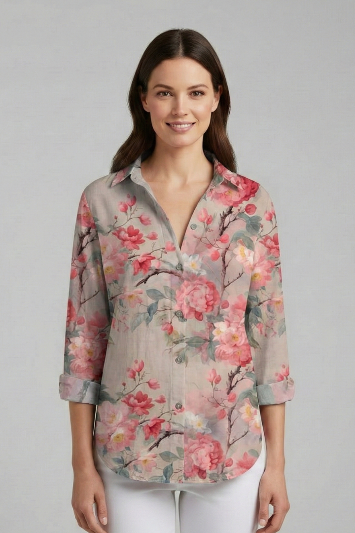 Blouse Femme avec Décolleté en V et Surface Imprimée