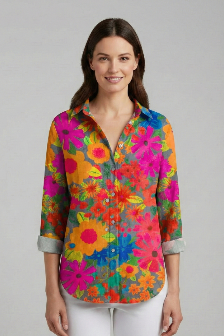 Blouse Femme avec Décolleté en V et Surface Imprimée